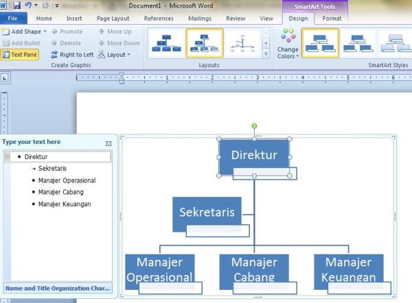 Cara Membuat Struktur Organisasi di Word Microsoft 2016/2019